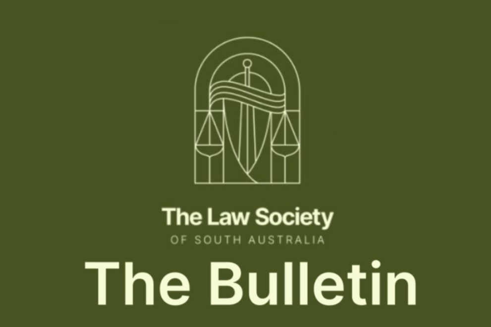 The Law Society of South Australia logo on a dark green background, with the text “The Bulletin” below.